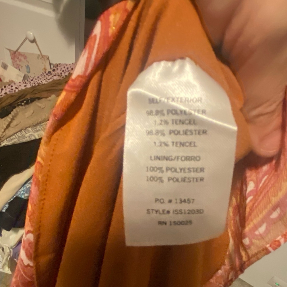 Women's Jacquie the Label Boho Fall Paisley Tencel Smocked Dress, Small, Orange - Picture 10 of 10